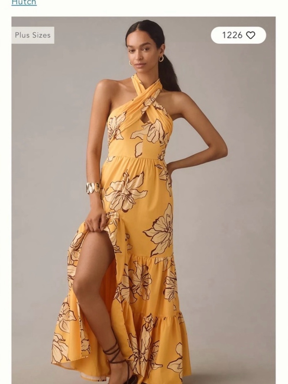 Hutch Mustard Floral Halter Maxi Dress